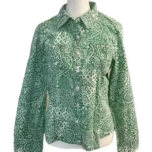 Jones New York Sport Petite Button Up Medium paisley